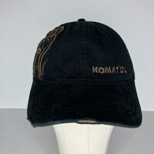 Komatsu Black Distressed Adjustable Hat Cap